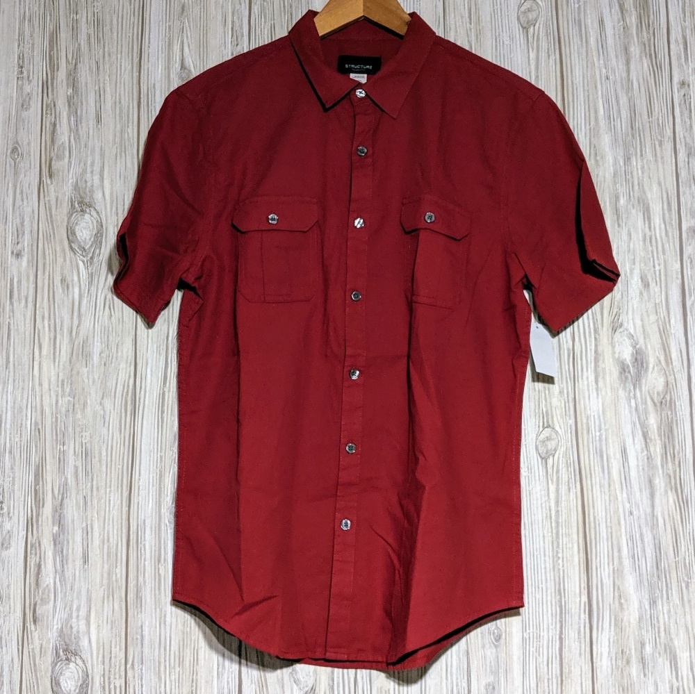 Red wine button down shirt